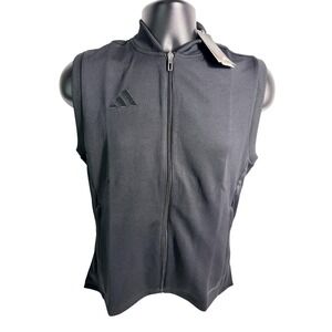 Adidas Track Jacket Womens Small Black AEROREADY Sleeveless Full‎ Zip Vest